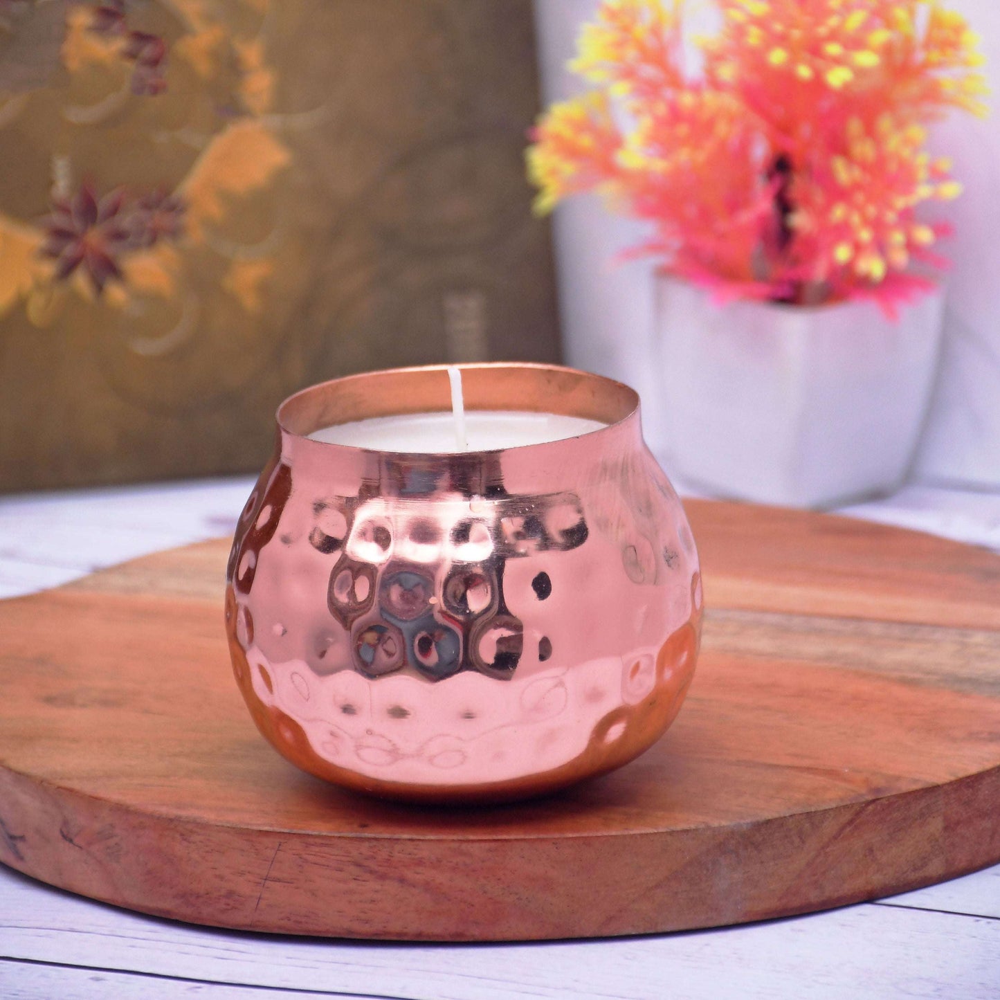Hammered Copper Votive Candle — French Vanilla