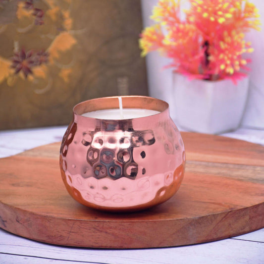 Hammered Copper Votive Candle — French Vanilla