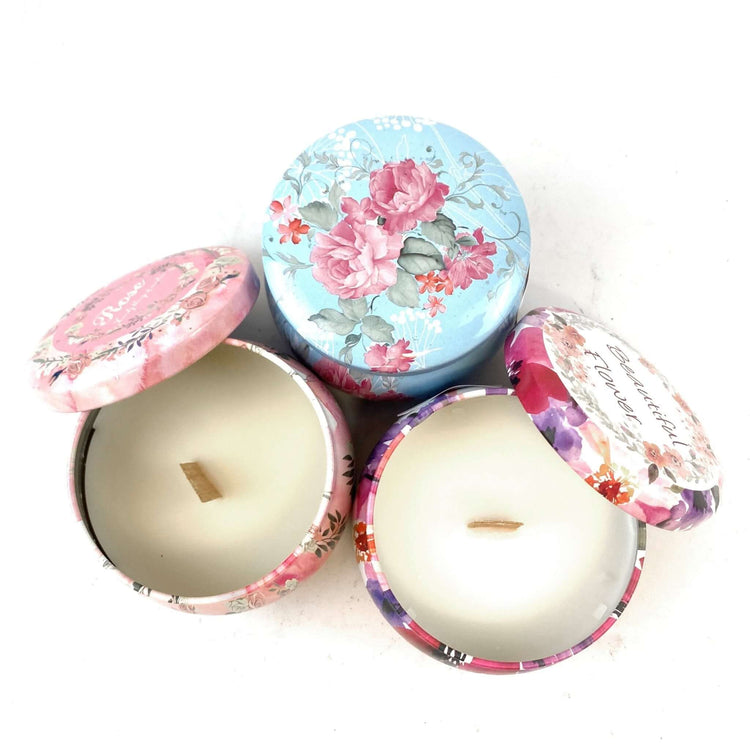 "Blushbeam floral scented soy wax candle in decorative tin" and save it.