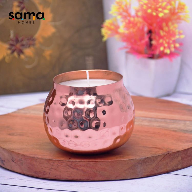 Hammered Copper Votive Candle — French Vanilla