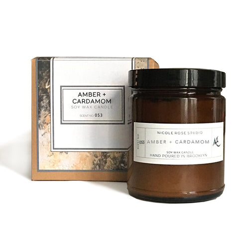Blushbeam Amber + Cardamom Scented Soy Wax Candle