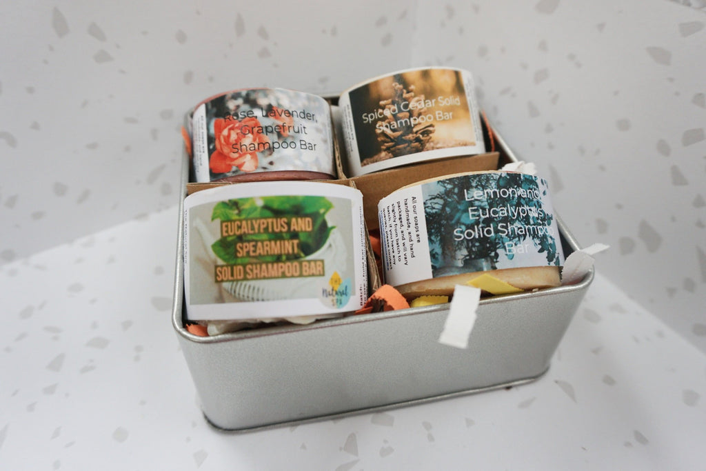 Blushbeam – Small Shampoo Collectors Set (4 Shampoo Bars + Travel Tin)