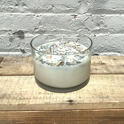 BLUSHBEAM Lavender & White Sage 3 - Wick Soy Candle - Blushbeam.co.uk