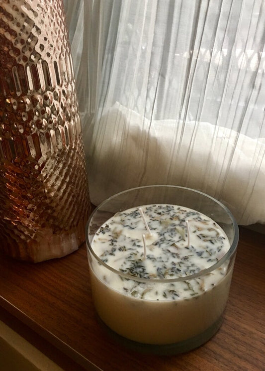 BLUSHBEAM Lavender & White Sage 3 - Wick Soy Candle - Blushbeam.co.uk