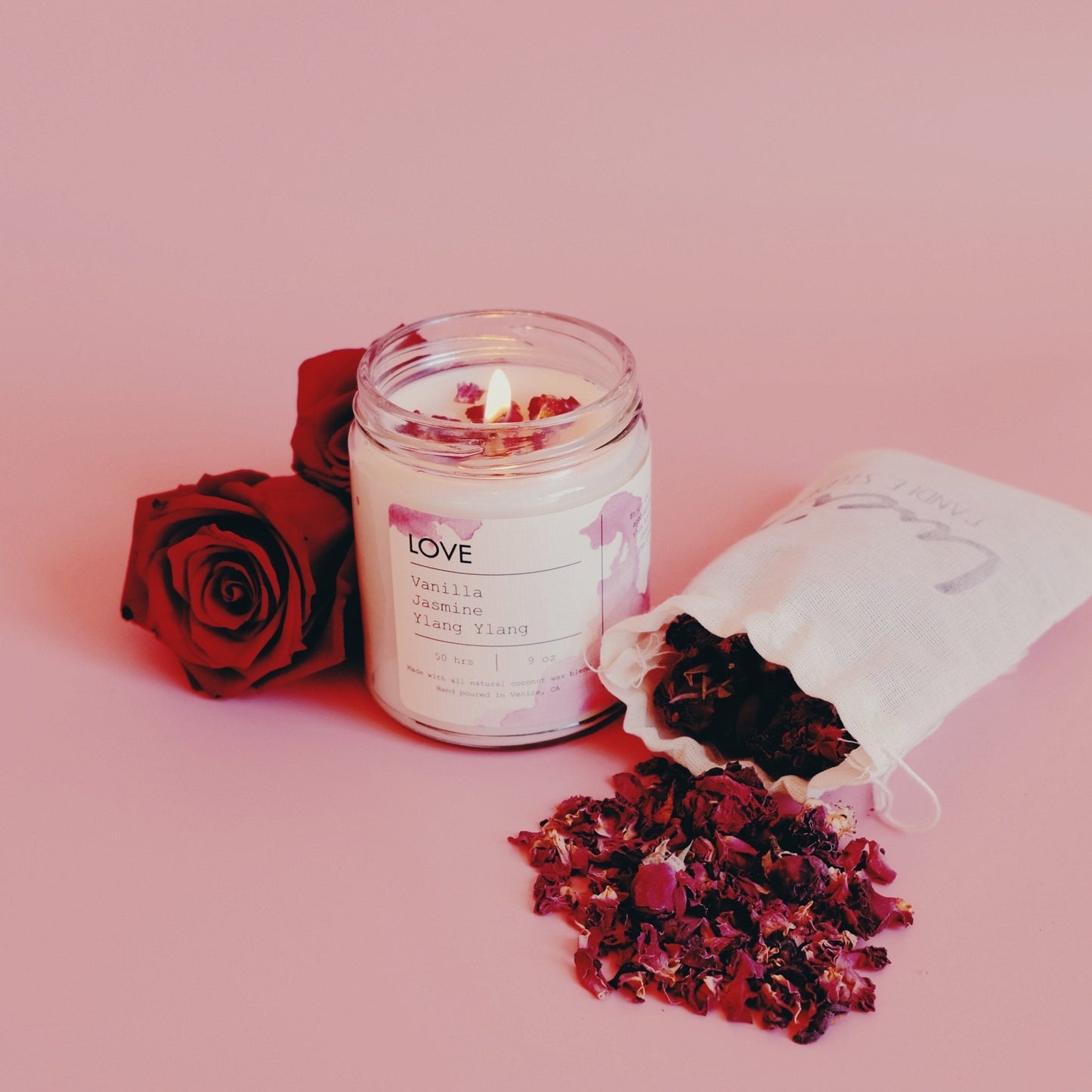 Blushbeam Love Petals Candle – Romantic Vanilla & Jasmine Scent Sky Blue Poppy