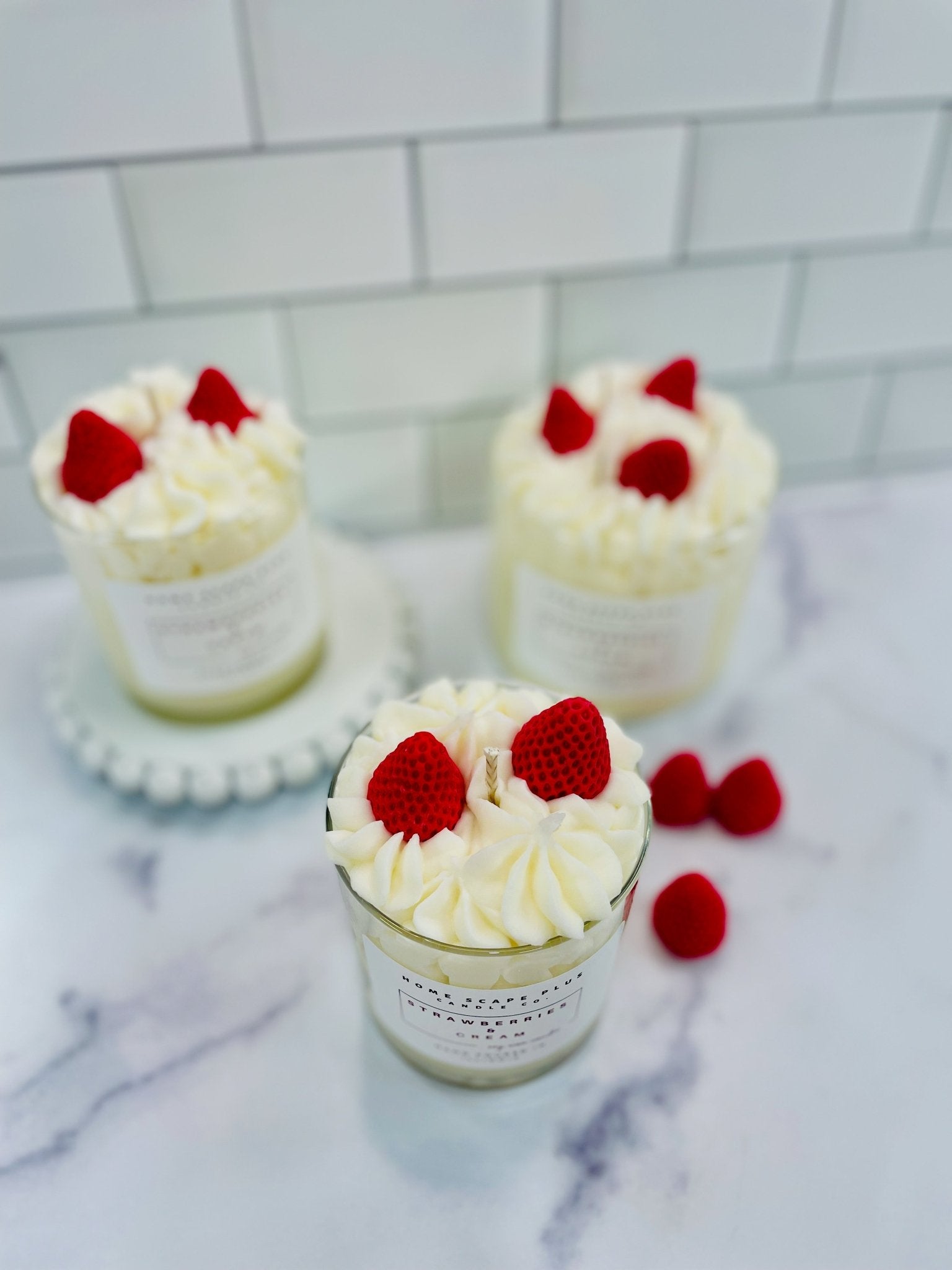 11oz Whipped Strawberry & Vanilla Soy Wax Candle by Blushbeam