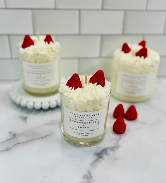 11oz Whipped Strawberry & Vanilla Soy Wax Candle by Blushbeam