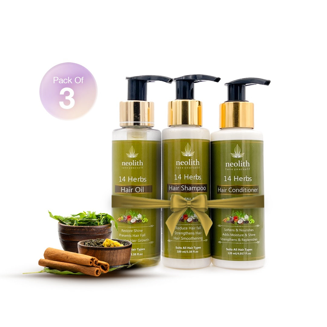 Blushbeam :14 Herbs Oil, Shampoo and Conditioner Combo Pack | For Healthy