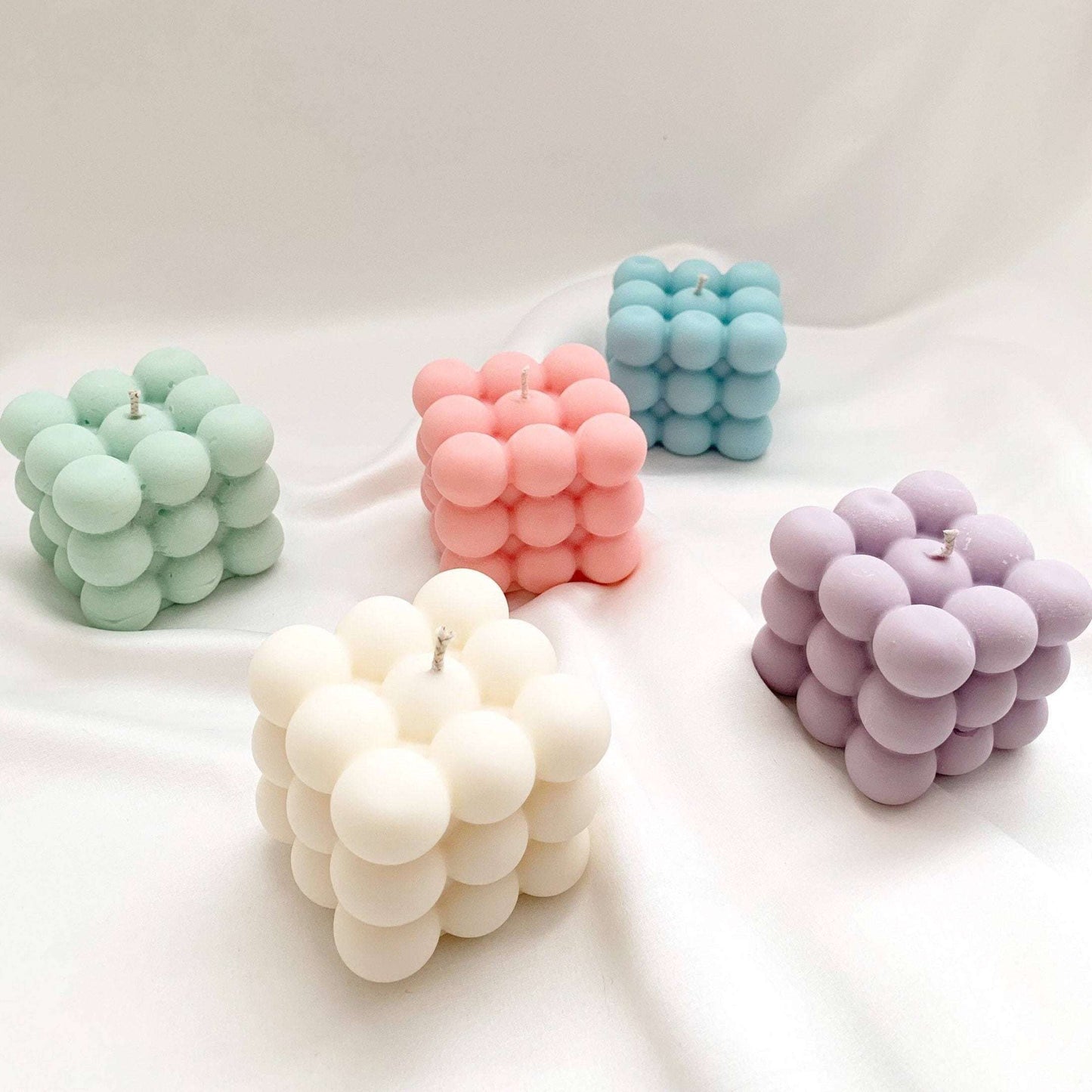 Bubble Cube Soy Wax Candle — 6 Colours