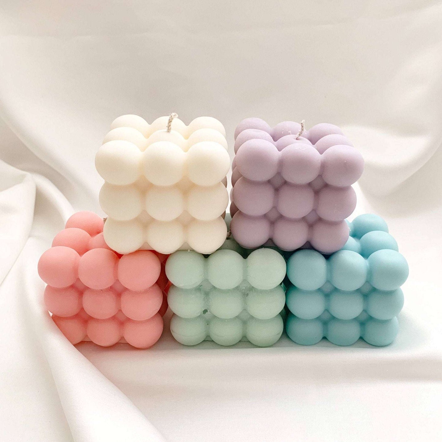 Bubble Cube Soy Wax Candle — 6 Colours